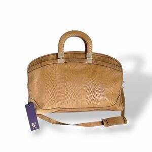 VC Signature Anna Satchel Handbag Mica Camel Embossed Leather Top Handle NEW